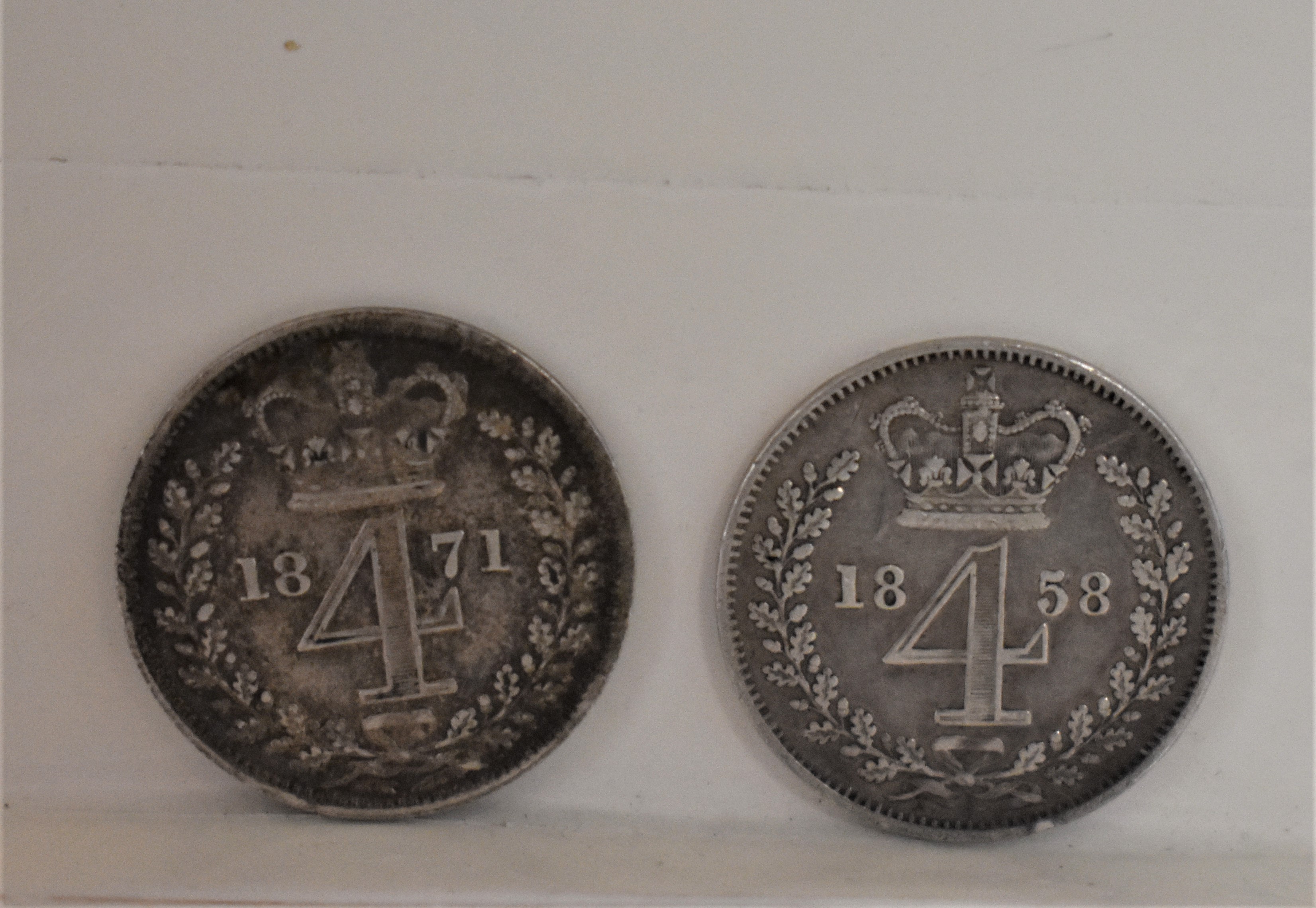 Victoria Fourpence 1858 and 1871 VF and GVF (2) - Image 2 of 2