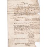 Elizabethan two sided document concerning trespass