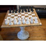 Used large beautiful marblesque chess set. All pieces, base, and board carved. Buyer to collect.