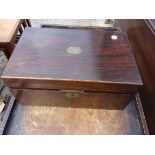 An Antique Brass inlaid Oak Writing Box