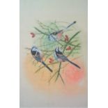 Paintings - Water colour on silk- two beautiful paintings of birds 12" x 14" requires remounting