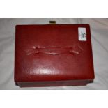 Red jewellery box (red and cantilevered) with assorted wrist watches and pocket watches 1)ladies