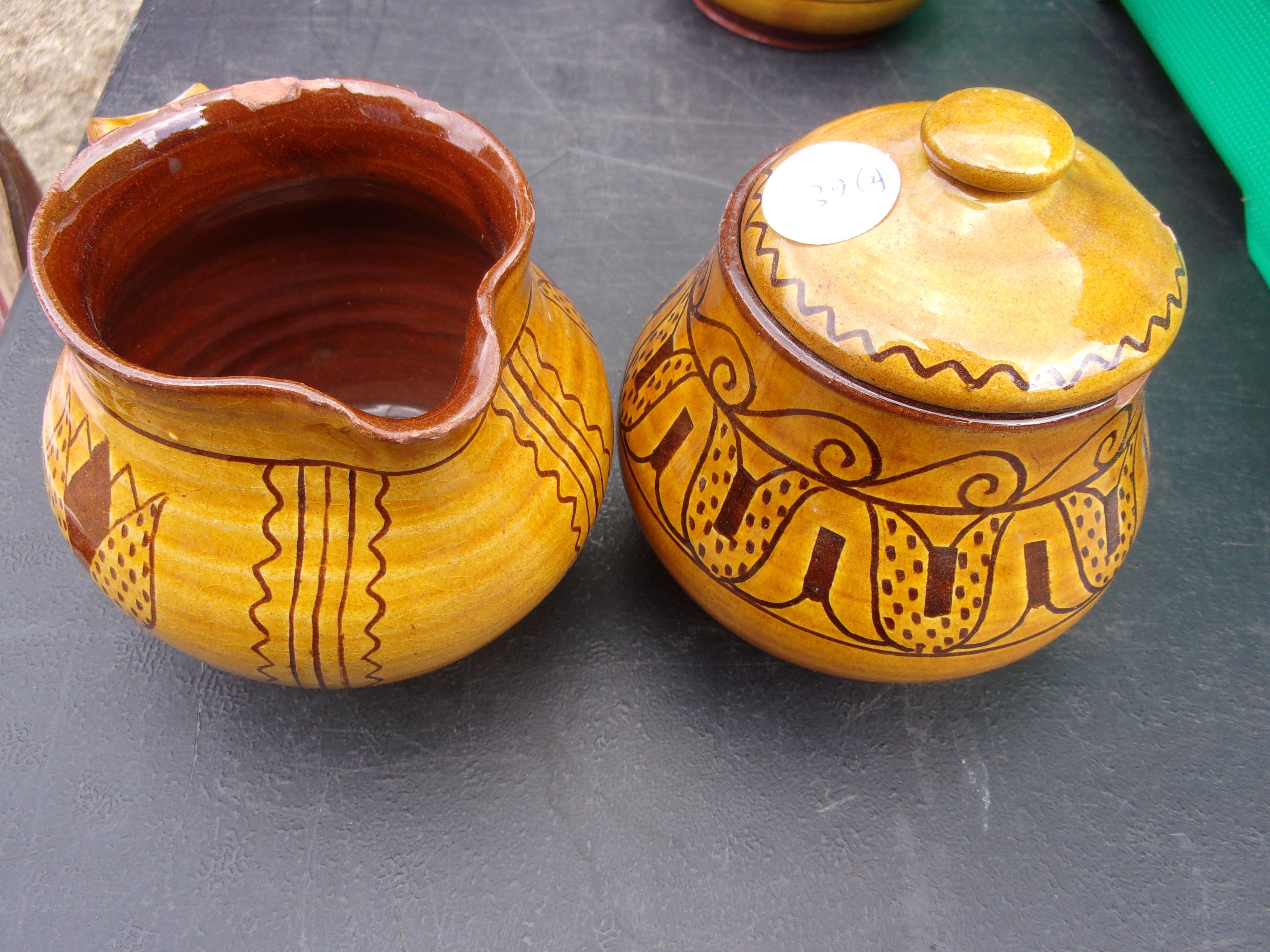 Barefoot Somerset Pottery Milk Jug and Sugar Bowl (Wells impressed)