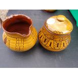 Barefoot Somerset Pottery Milk Jug and Sugar Bowl (Wells impressed)