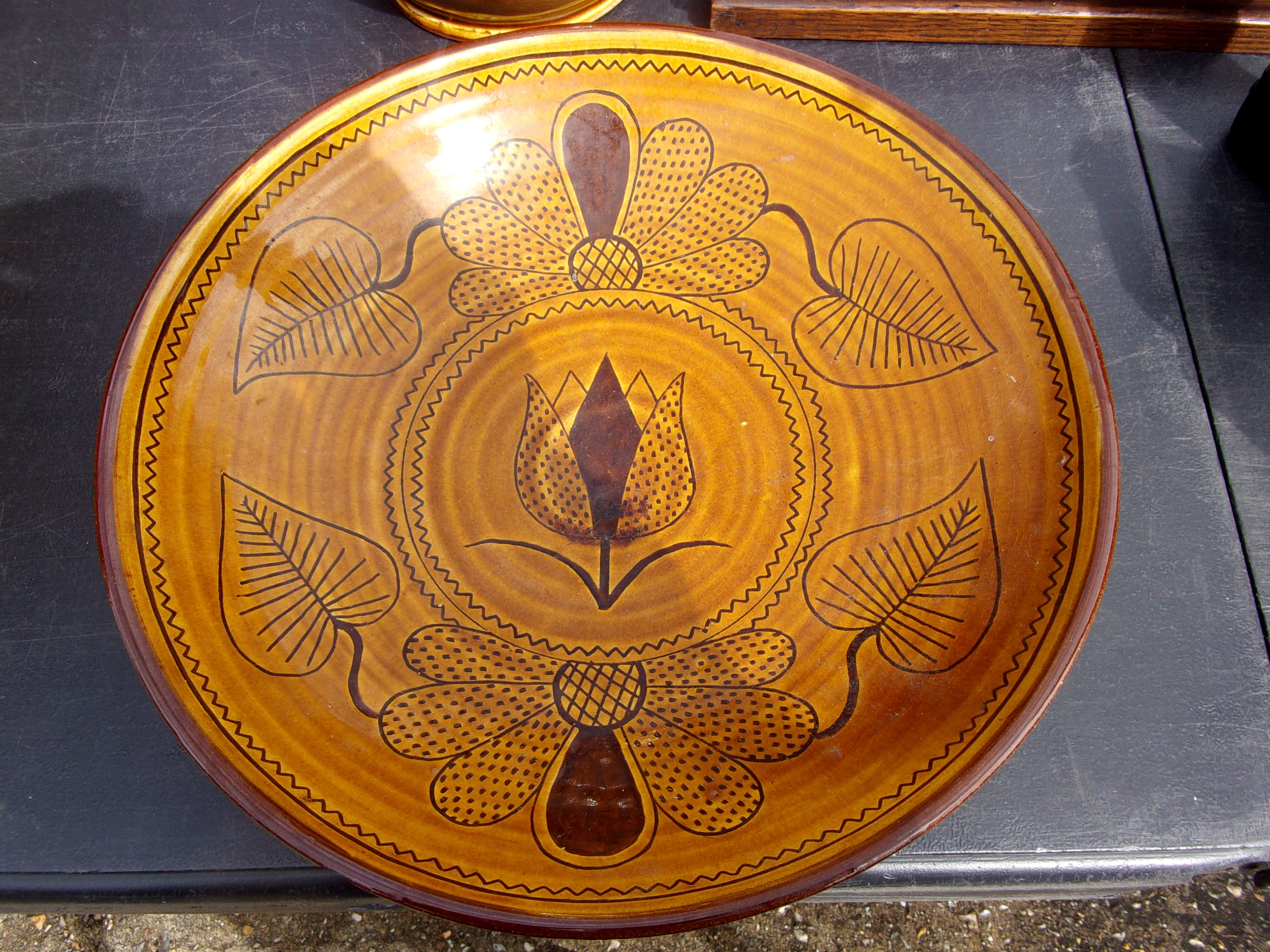 A Barefoot Somerset Decorative Stoneware Bowl 10" diameter, imprinted 'Wells'. Floral decoration.
