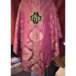 Rose and Black Chasuble with stole, Bible cover and mat. Comes with bag. Worn on Gaudete Sunday