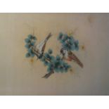 Painting-Water Colour on Silk- Finches-a quality painting 12"x14" approx., requires remounting