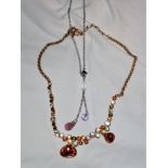 SWAROVSKI genuine crystal gold plated multi coloured gem necklace with 925 sterling silver purple