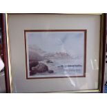 Rouse, C.T., print of a watercolour, Sea view probably Devon or Dorset. Limited edition.