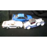 Cars - (2) Plastic and one diecast, includes diecast Porsche, and Packard