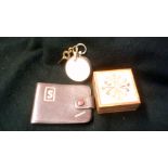 Mixed Lot-Leather Stamp Case-A boxed ring, yellow and white stones, with a built in re-sizer, and