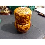 A Barefoot Somerset Pottery Jug & Owl matching beaker, stamped 'Wells'