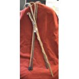 Vintage Bamboo and ornamental Walking Sticks (4 in total), one made H&Co. London, another in the