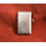 Victorian 1863 dated Silver Vesta Case with Birmingham Lion Hallmark and Young Head Victoria