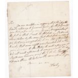 1843 Letter signed by The Earl of Derby regarding an unpaid bill.