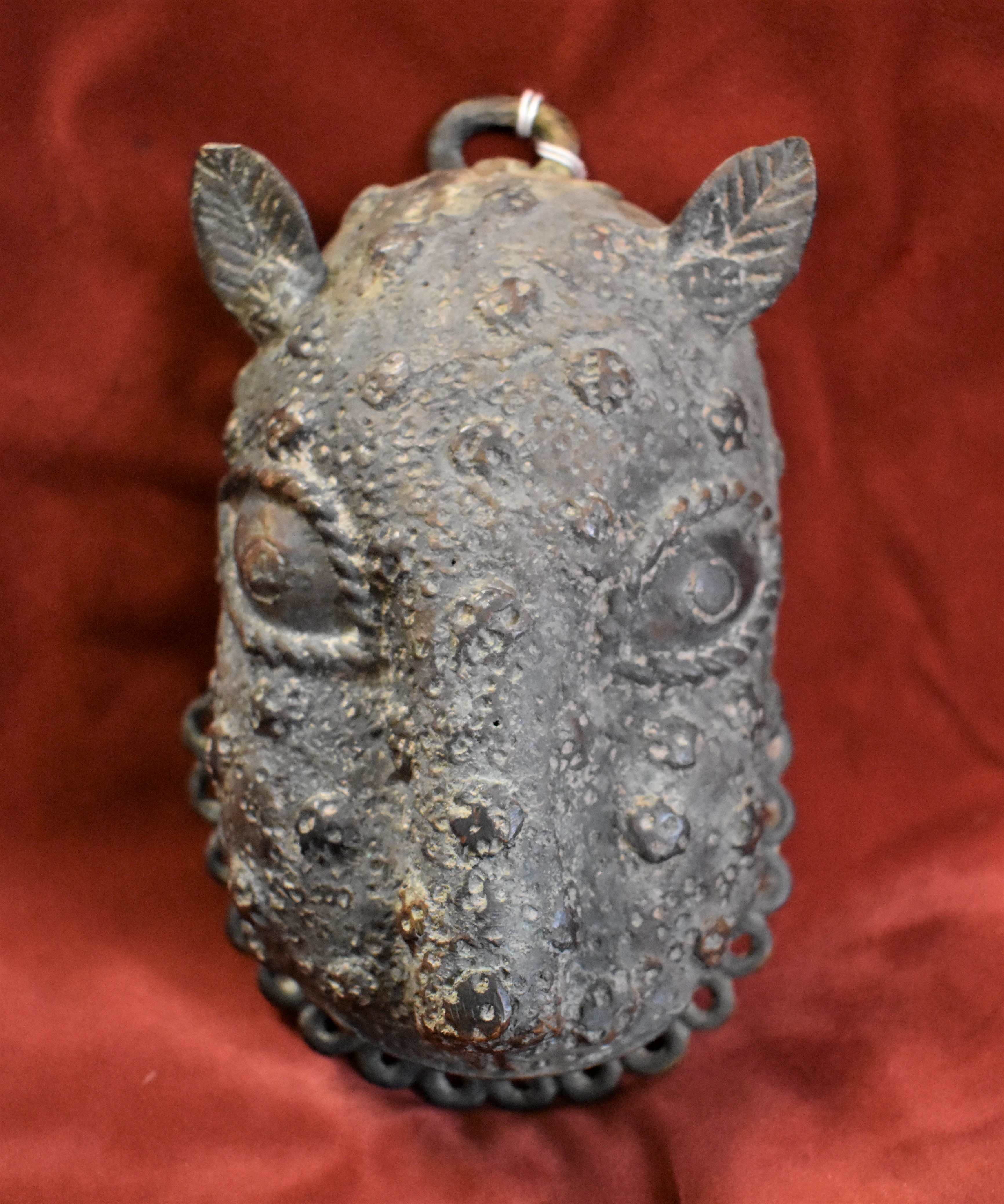 Benin bronze 17th century leopard mask, the Leopard is the cosmological symbol of Royal Power, it is