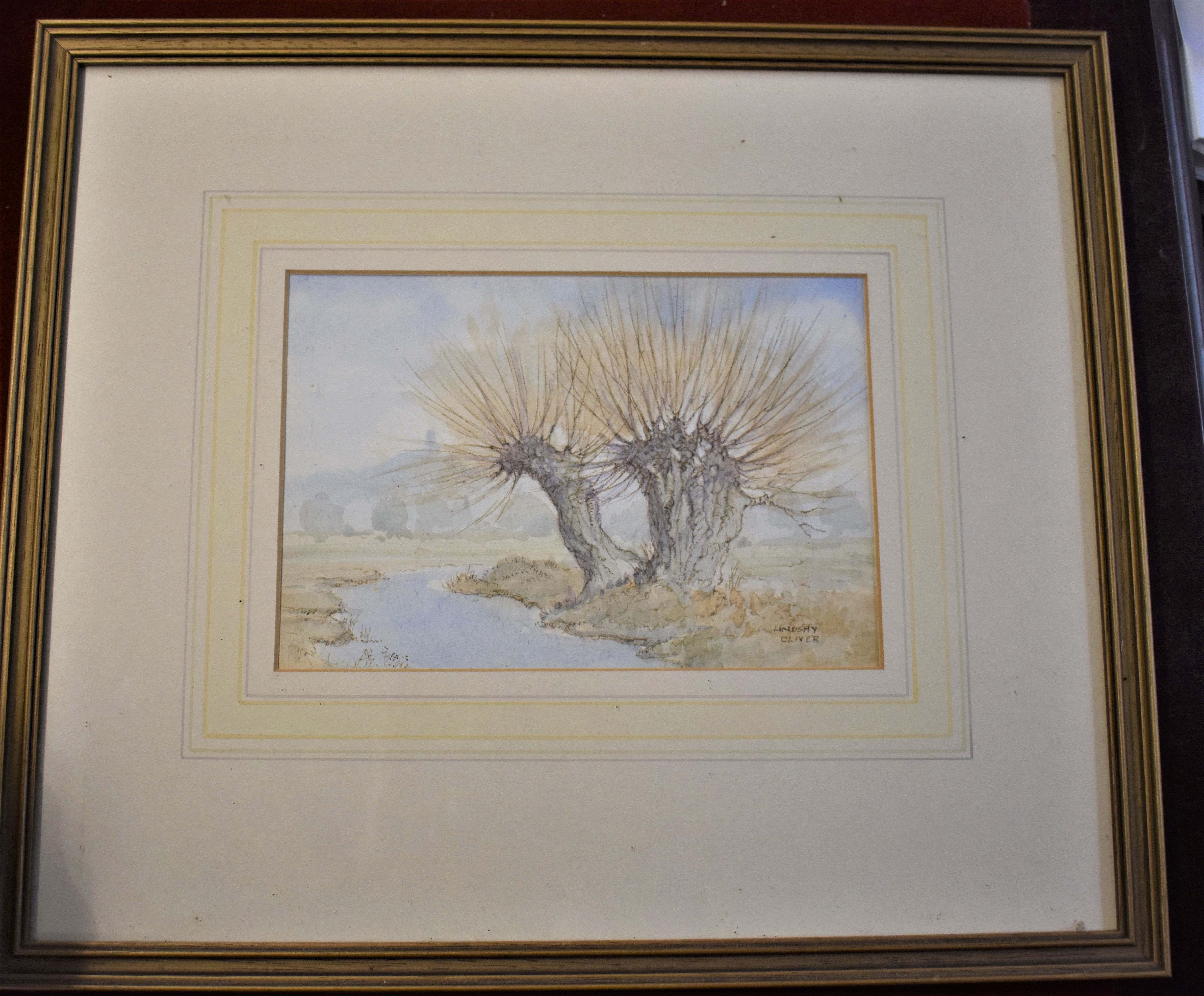 Oliver, Lindsey - Signed Watercolour 'Pollarded Willows'