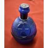 Harden Star Aire Grenade, 7ins tall, cobalt blue glass, spherical shape vertically ribbed with ‘