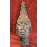 Benin Bronze Head of Idia, the Queen Mother of the Benin Empire, the mother of Oba Esigie, was