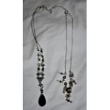 SWAROVSKI genuine crystal diamond and black gem sugar drop necklace and flower drop necklace with