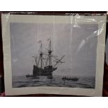 Morley, Michael 'The "Mayflower" Anchored off New England (1620)' Limited Edition print, from the