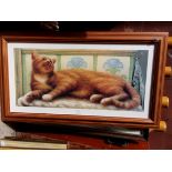 Cats Tilmouth, Sheila - A large Colour print of a Ginger Cat "Hamlet" against antique tiles. 24" x