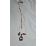 SWAROVSKI genuine crystal 9 carat gold amethyst necklace with matching earrings, 9 carat gold