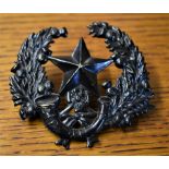 Cameronians (Scottish Rifles) WWII Officers Glengarry Badge (Blackened-brass), two lugs. K&K: 631