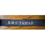 H.M.S. TAMAR British Naval Cap Tally :- (Chinese: ???) was the name for the British Royal Navy's