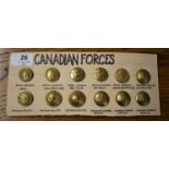 Canadian Forces Military Buttons (12) including: Royal Canadian Navy, Air Force, Militia, General