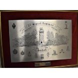 7th Signals Regiment Herford Framed Presentation placard, presented by WO's & Sgts Mess 7th Signal
