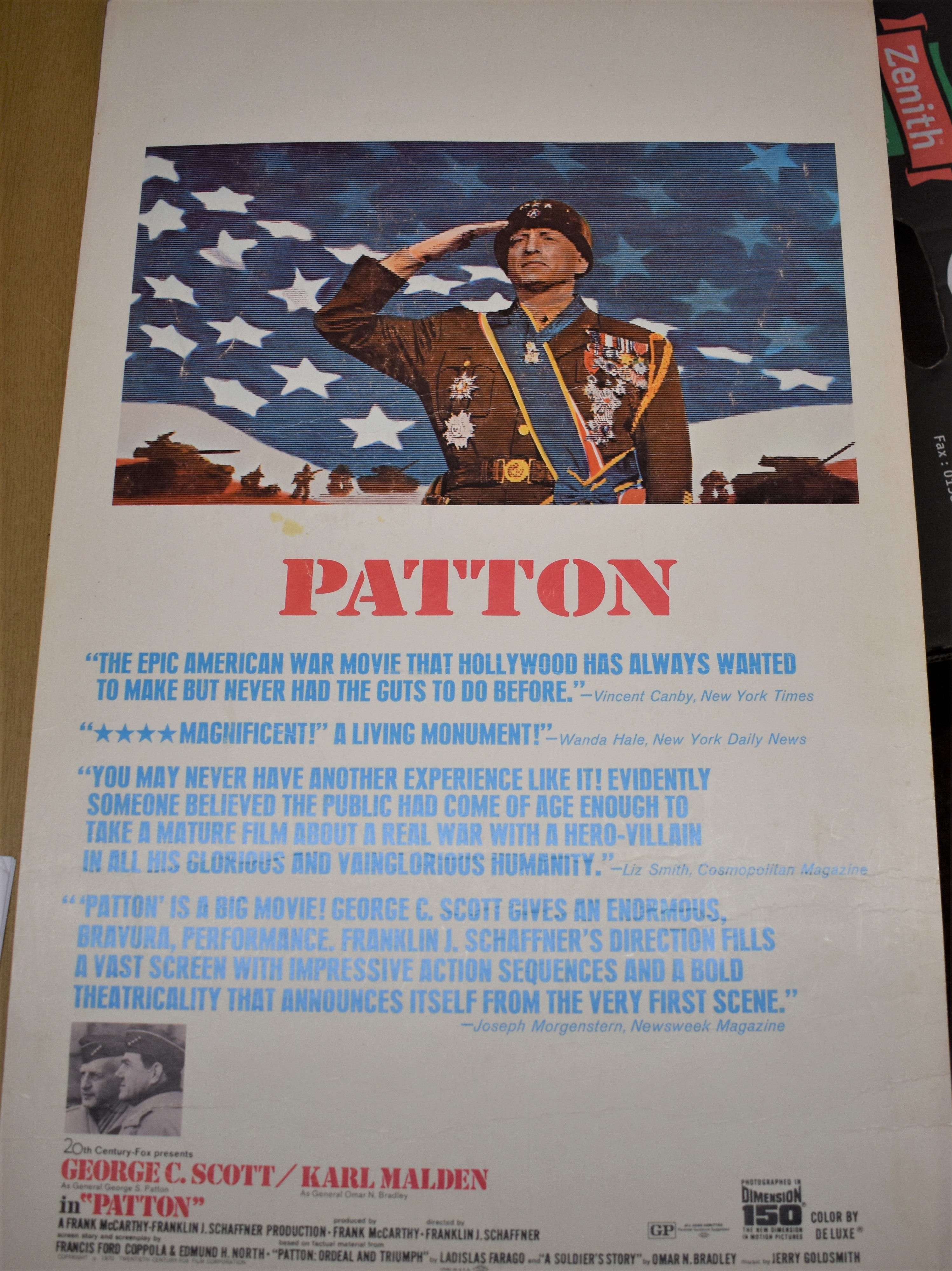 Patton - Vintage Film Poster - 20th Century Fox - An epic Film starring George L Scott-12" x 24"