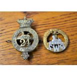 24th Second Warwickshire Regt of Foot Glengarry Badge and South Wales Borderers Forage Cap Badge (