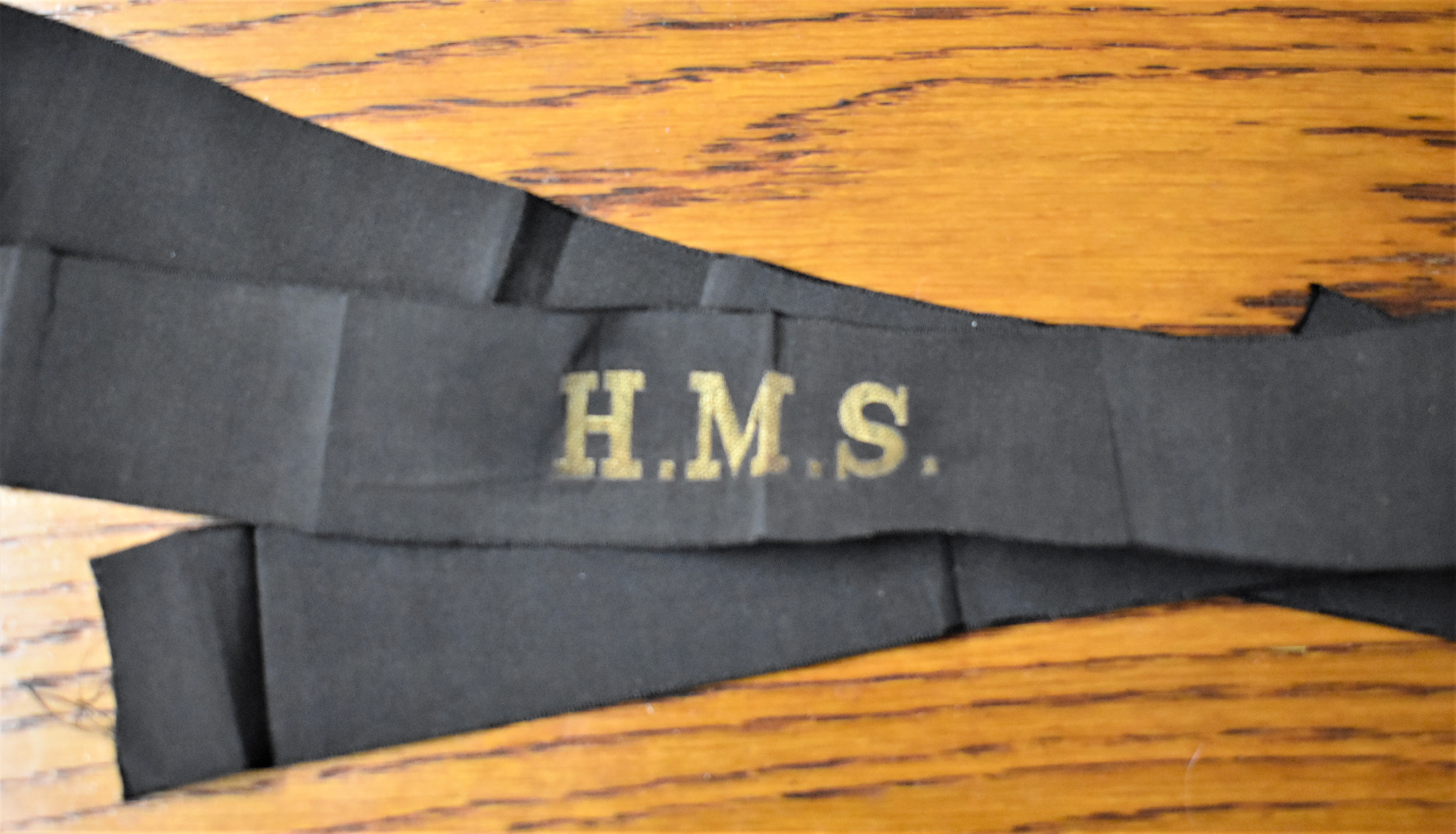 British WWII H.M.S. Naval Cap Tally