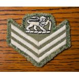 Rhodesian Army Colour Sergeant Rank Badge Black On Olive Embroidered NCO or Officer Cadet rank