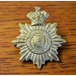 2nd Hampshire Rifle Volunteers Victorian Cap Badge (Gilding-metal), two lugs. QVC, an excellent