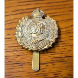 Royal Corps of Engineers WWI 1916 Economy Forage Cap Badge (Gilding-metal), extended slider and