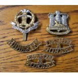 Middlesex and Devon and Dorset Regiment Cap Badges and shoulder titles (W1279), (W1448)