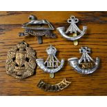 Durham Light Infantry, Oxford & Bucks Light Infantry and Kings Own Shropshire Infantry cap badges (