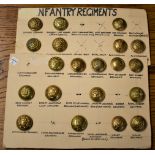 British Military Buttons (20):- Suffolk Regiment, Somerset Light Infantry, East Yorkshire Regt, East