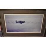 British Limited Edition Print of a Spitfire 'Ginger' by E.A. Mills, 167/500 signed by the artist.