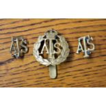 Auxiliary Territorial Service WWII Cap Badge and Shoulder Title Pair (Gilding-metal)