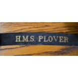 H.M.S. PLOVER WWII Naval Cap Tally:- HMS Plover was a coastal minelayer built for the Royal Navy