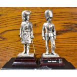 Royal Hampshire Art Foundry Pewter (2), Soldiers from Scots Guards - 12cm High x 5cm's on plinths,