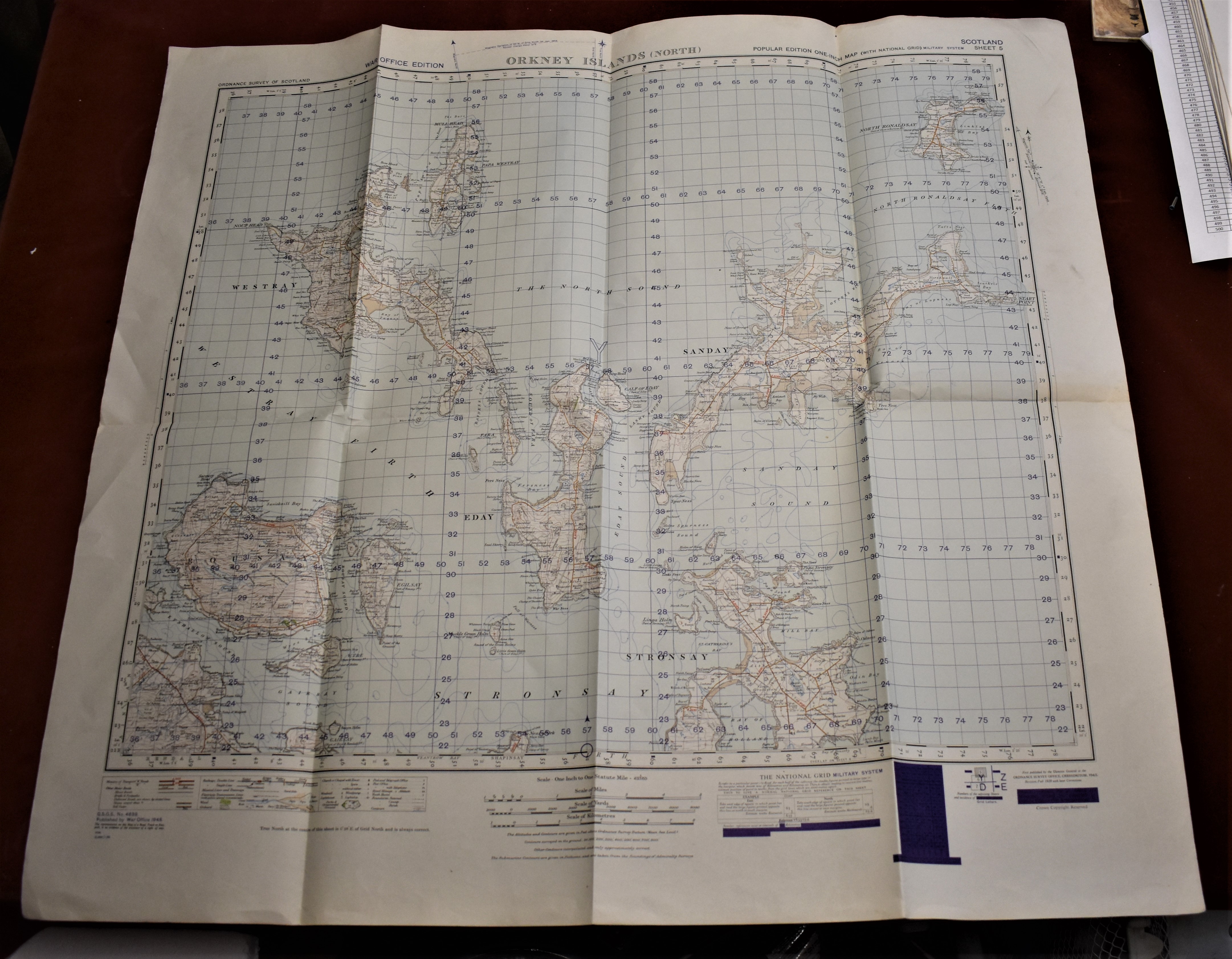 Scotland War Office Edition Map - Ordnance Survey - sheet 5 - (Orkney Islands (North) Published 1948