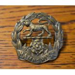 Hampshire Regiment WWI Forage War Economy Cap Badge (Brass), two lugs. K&K: 647