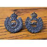 Canadian Engineers WWI Canadian Expeditionary Force Officers Collar Badge Pair (Blackened-brass)