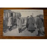 French WWI RP Postcard of the King of England inspecting the Front French President Poincare and