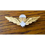Canadian Airborne Jump Wings, White Leaf, Operational Parachutist, Gilt with white enamel.