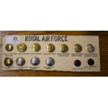 Royal Air Force Buttons (13) including:- R.F.C., RAF, RAF Observer Corps, A.T.C. etc.